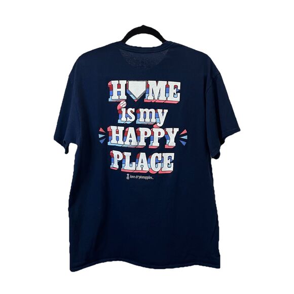 Love & Pineapples Home is my Happy Place Navy Blue Graphic Tee Womens Size L - Picture 1 of 6